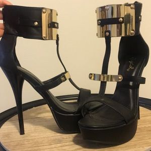 Black/gold heels